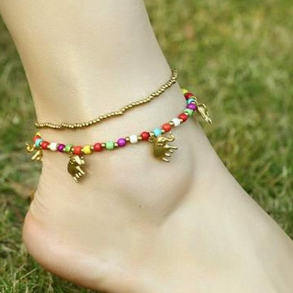 Bohemian Ankle Bracelets for Women Teen Girls, Handmade Natural Stone